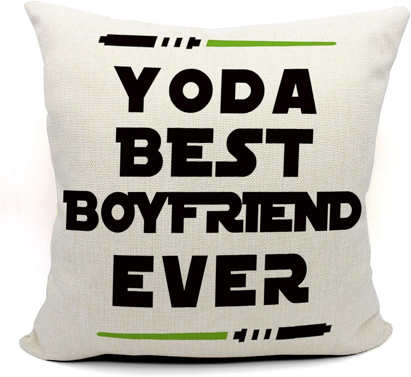 Best Boyfriend Ever Throw Pillow Case, Funny Boyfriend Gift, Boyfriend Birthday Gift, Long Distance Relationship Gifts, 18 x 18 Inch Linen Cushion Cover for Sofa Couch Bed