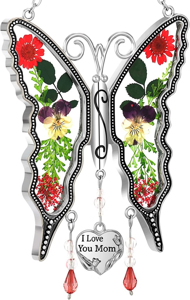 Butterfly-Stained Glass I Love Yom Mom Suncatcher