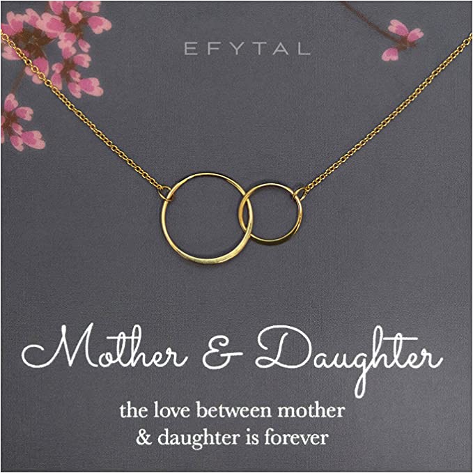 EFYTAL Mothers Day Gifts for Daughter, Sterling Silver Mother Daughter Necklace, Daughter Gift from Mom, Mothers Day Necklace, Mother's Day Jewelry, First Mothers Day Gifts
