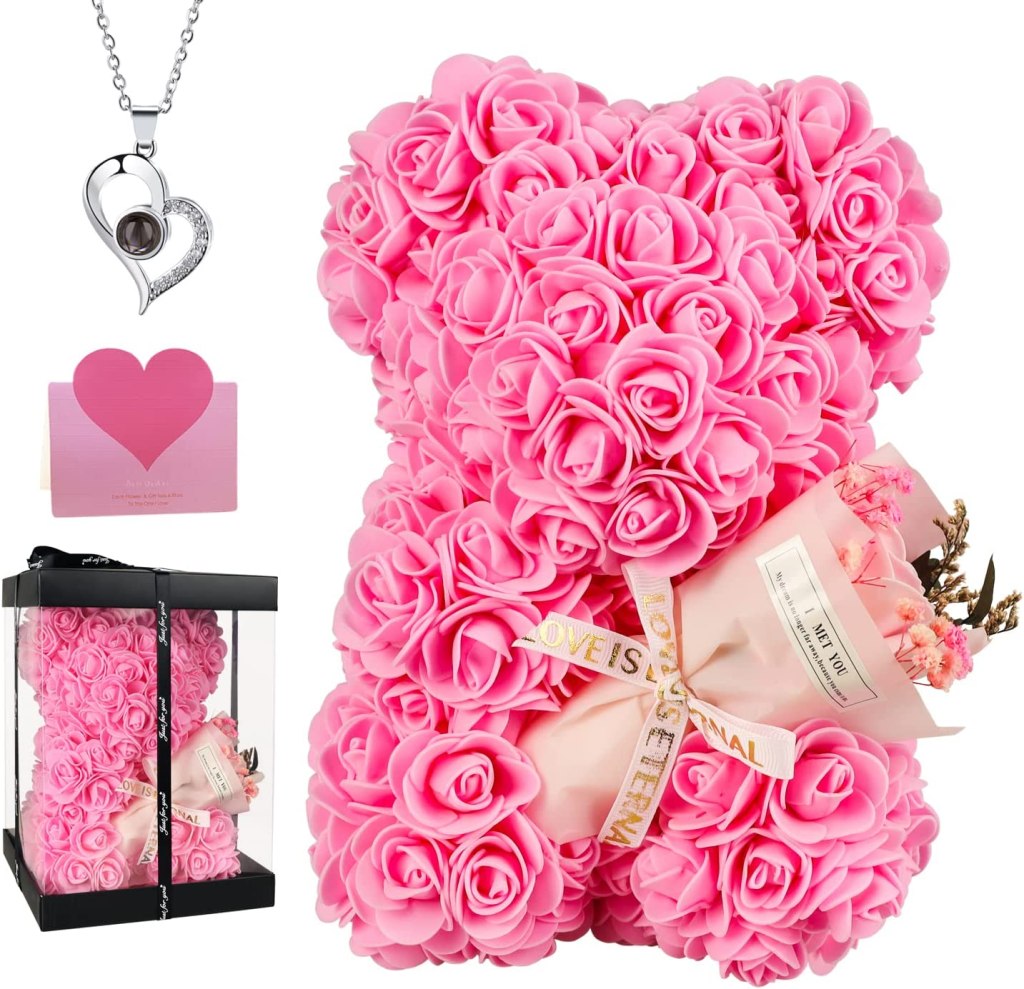 Hand Made Rose Teddy Flower Bear