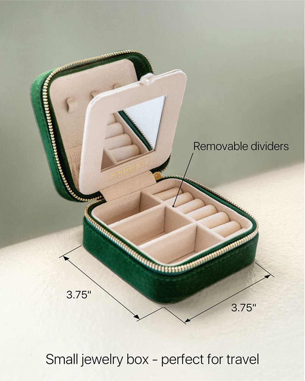 Plush Velvet Travel Jewelry Box Organizer | Travel Jewelry Case, Jewelry Travel Organizer | Small Jewelry Box for Women, Jewelry Travel Case | Earring Organizer with&nbsp;Mirror