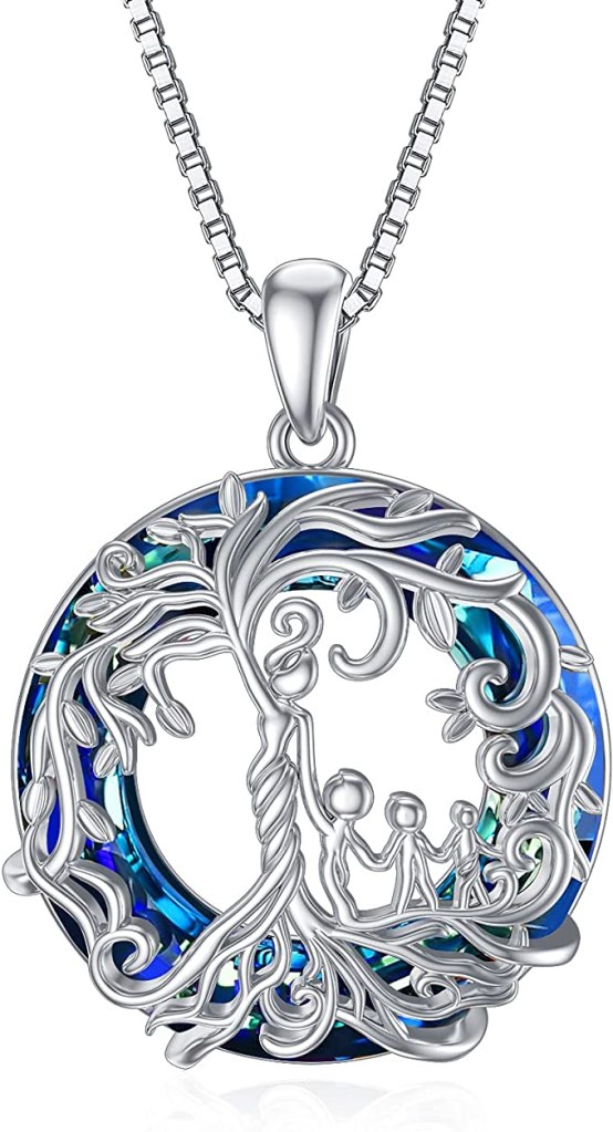 TOUPOP Mothers Day Gifts for Mom Sterling Silver Mother and 1 Children/2 Children/3 Children/4 Children/5 Children Family Tree of Life Pendant Necklaces with Crystal Mother's Day Jewelry Gifts for Women Mom Birthday